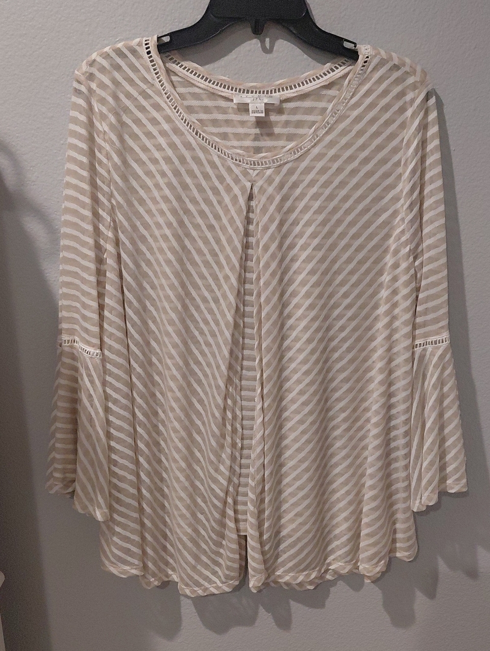 Women's Striped Swing Tunic Top in Beige and Cream